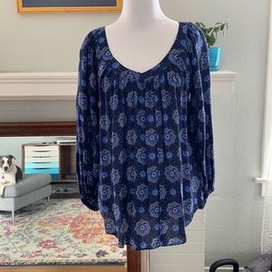 Anthropologie Maeve size 4 blue print blouse